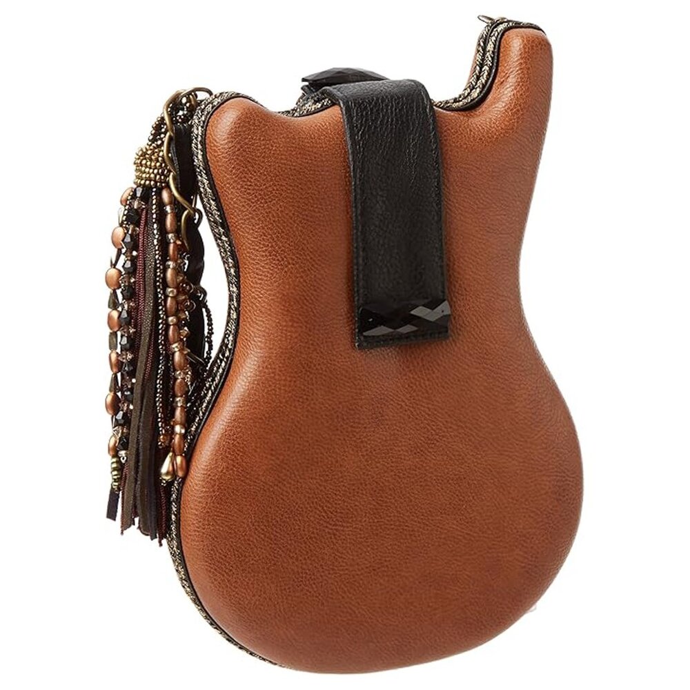Mary Frances Special Hall Of Fame Bag Guitar Brown Beaded Handbag Music Tan NEW - Picture 2 of 11
